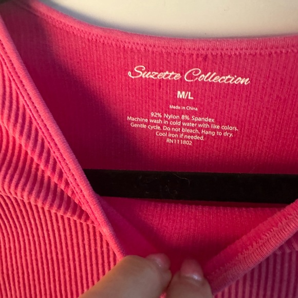 Suzette Collection Pink Ribbed Top - Picture 3 of 4